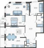 3-комнатная квартира №288, 110.9000 м²