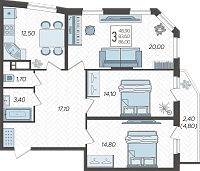 3-комнатная квартира №111, 86.0000 м²