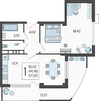 Коммерческое помещение №108, 55.7800 м²