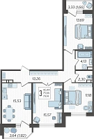 3-комнатная квартира №1707, 79.1400 м²