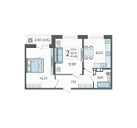 2-комнатная квартира №172, 49.8600 м²