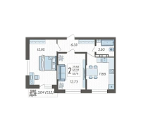 2-комнатная квартира №3, 51.7900 м²