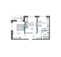 2-комнатная квартира №559, 49.8600 м²