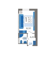 Студия №198, 24.9000 м²