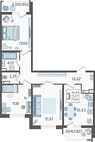 3-комнатная квартира №925, 79.0400 м²