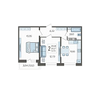 2-комнатная квартира №123, 51.7900 м²
