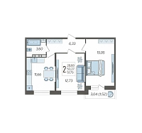 2-комнатная квартира №123, 51.7900 м²