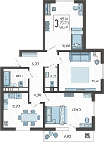 3-комнатная квартира №12, 81.6000 м²