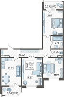 3-комнатная квартира №930, 79.0500 м²