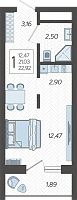 Студия №185, 22.9200 м²