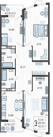 3-комнатная квартира №128, 92.5300 м²