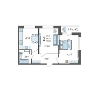 2-комнатная квартира №162, 49.8600 м²