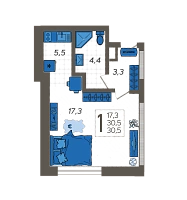 Студия №1, 30.5000 м²