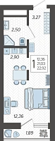Студия №234, 23.4000 м²