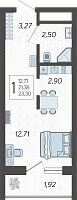 Студия №247, 23.4000 м²