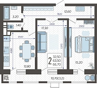 2-комнатная квартира №87, 67.6800 м²
